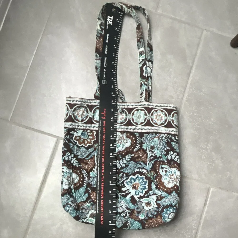 Vera Bradley Floral Quilted Tote Shoulder Bag Inner Pockets Brown Blue used